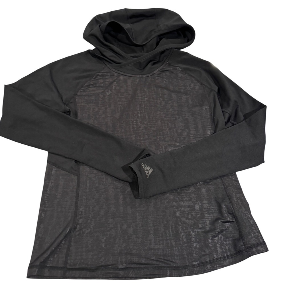 Adidas Women's ClimaWarm‎ Black Long Sleeve Hoodie Size S Thumbholes Athletic